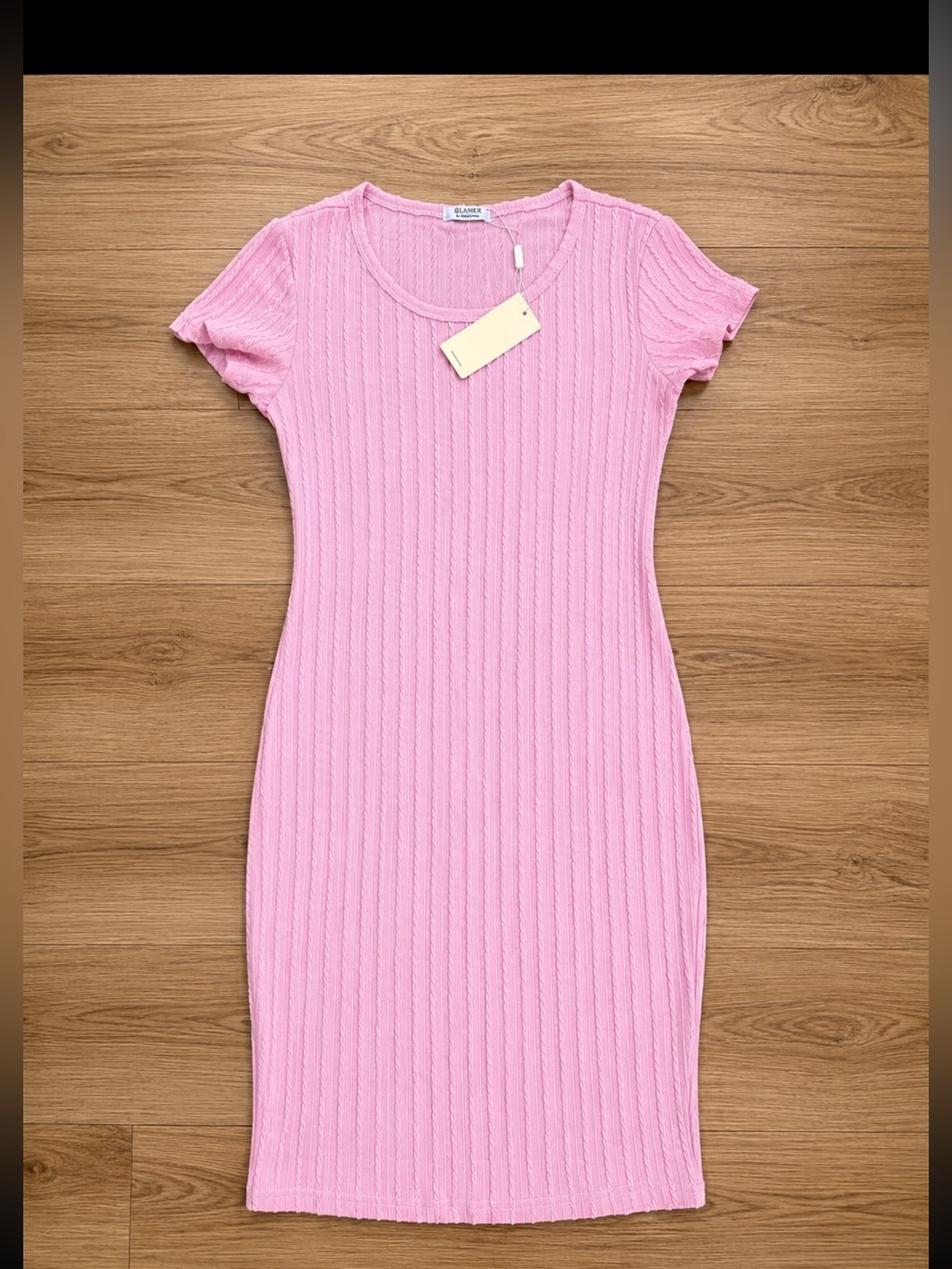 Glamour Pink Ribbed Midi Dress